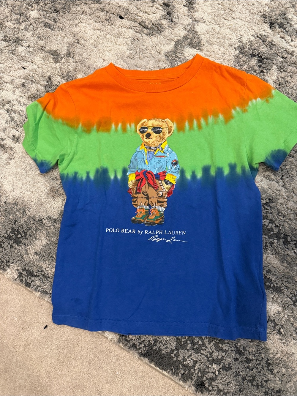 Ralph Lauren Kids Tie-Dye Polo Bear Tee - Orange Green Blue